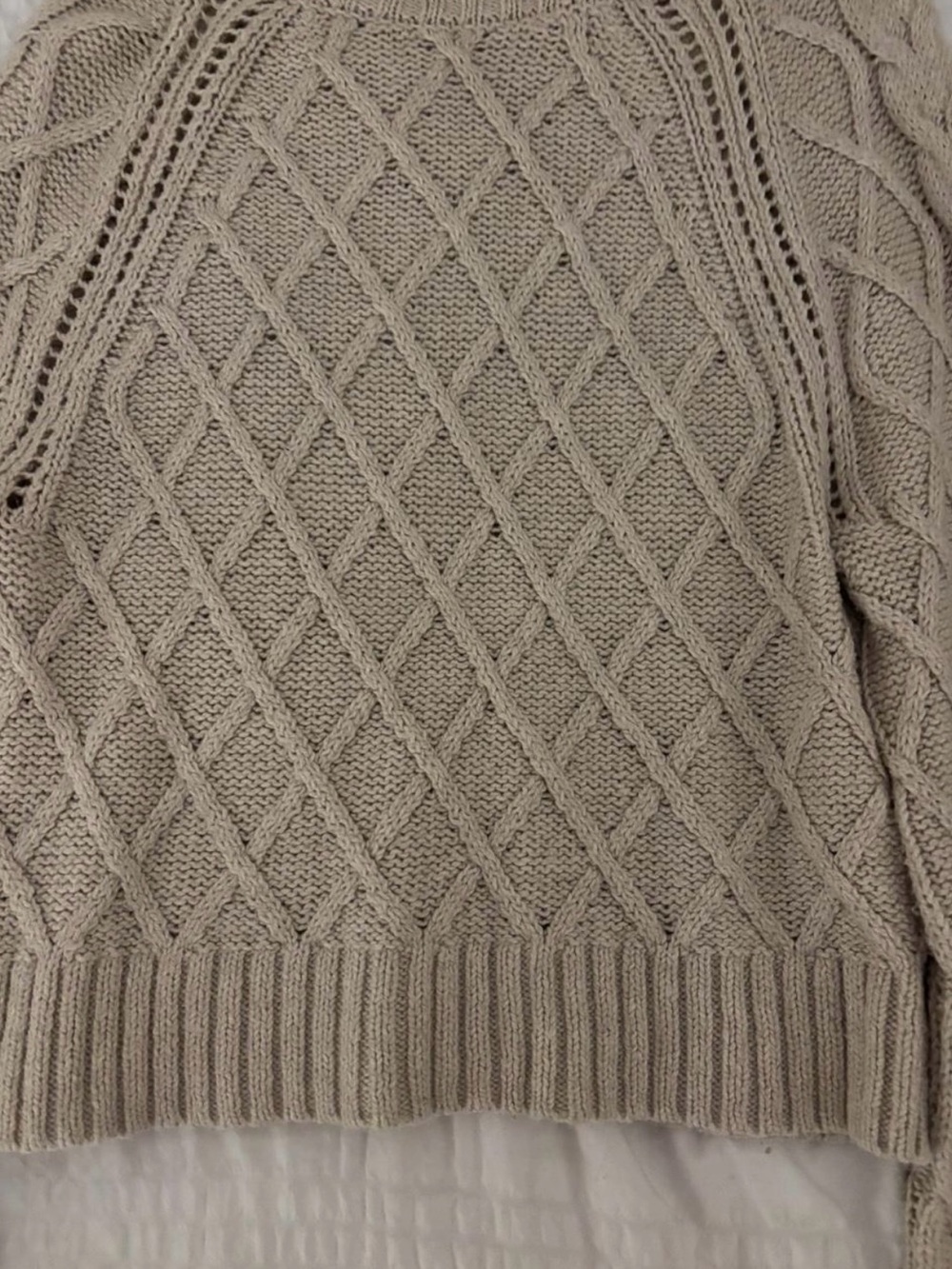 American Eagle Outfitters Beige Cable-Knit Cowl Sweater - Picture 2 of 3
